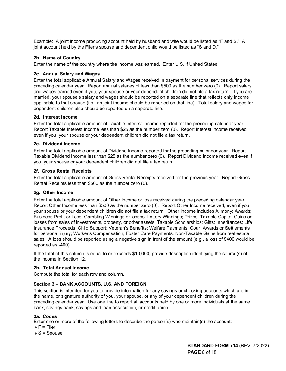 Form SF-714 Financial Disclosure Report, Page 8