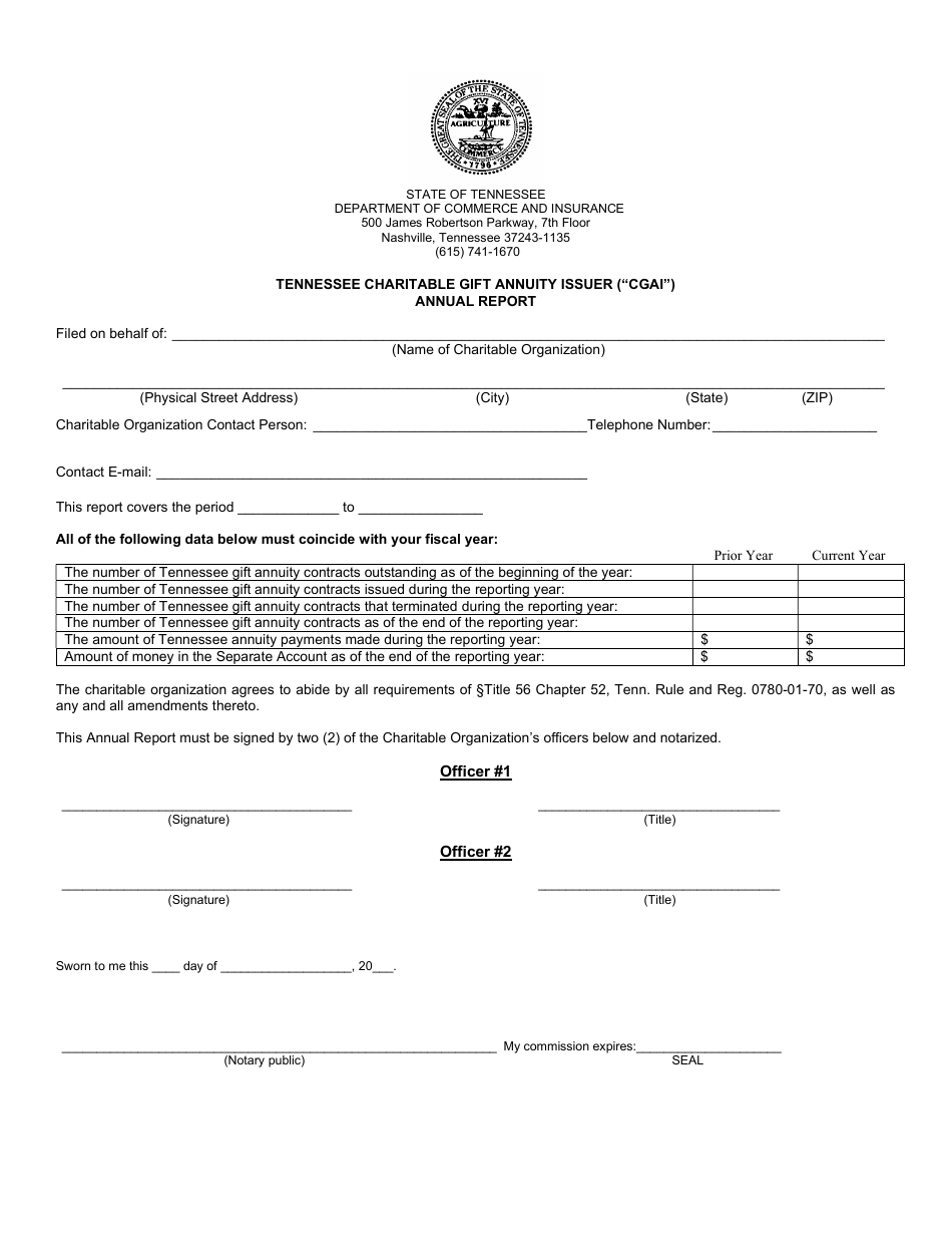 Tennessee Charitable Gift Annuity Issuer (cgai) Annual Report - Tennessee, Page 3