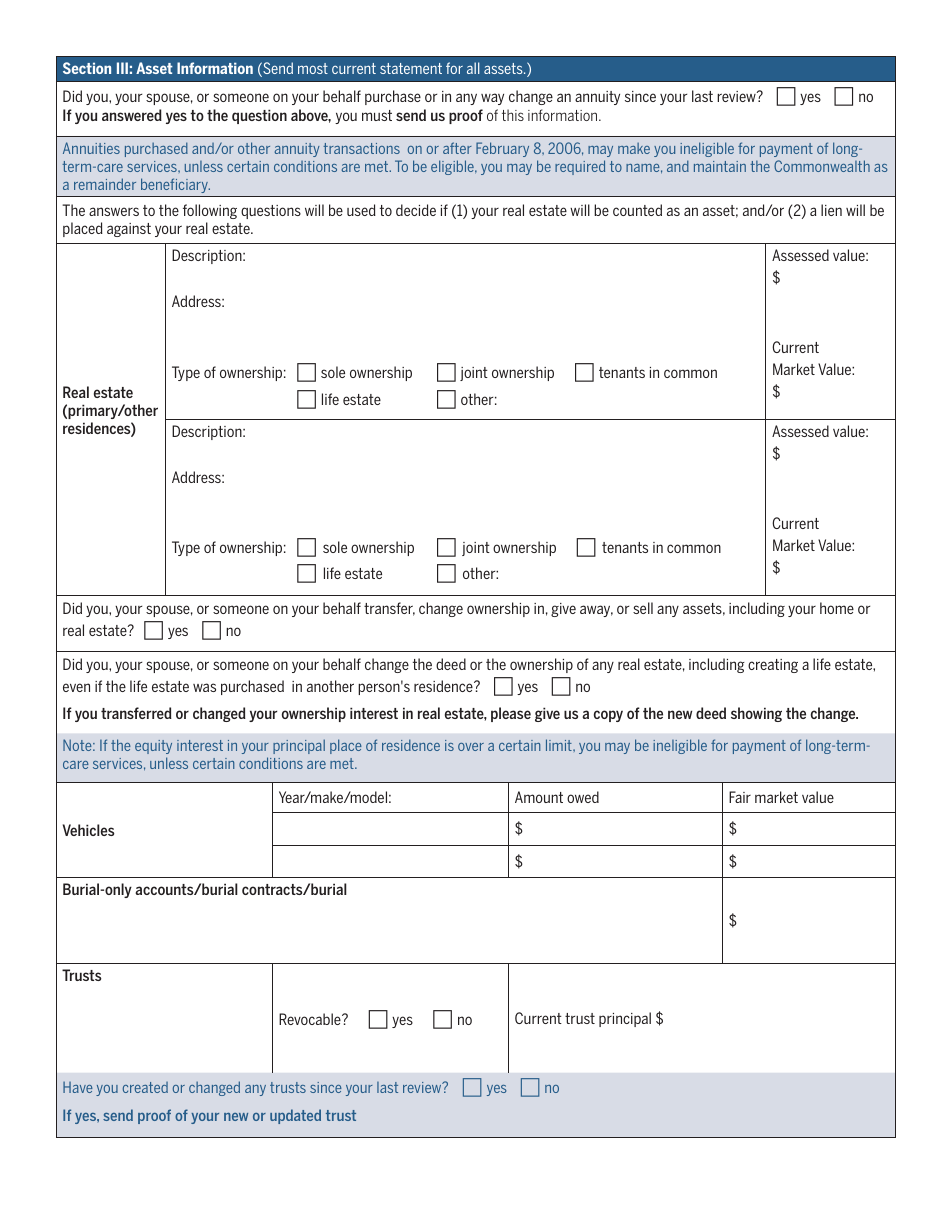 Form LTC-ER Masshealth Long-Term-Care Eligibility Review - Massachusetts, Page 2