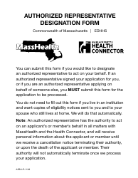 Form ARD Authorized Representative Designation Form (Large Print) - Massachusetts