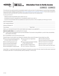 Form AFVI Attestation Form to Verify Income - Massachusetts