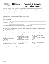 Formulario AFVI Formulario De Declaracion Para Verificar Ingresos - Massachusetts (Spanish)