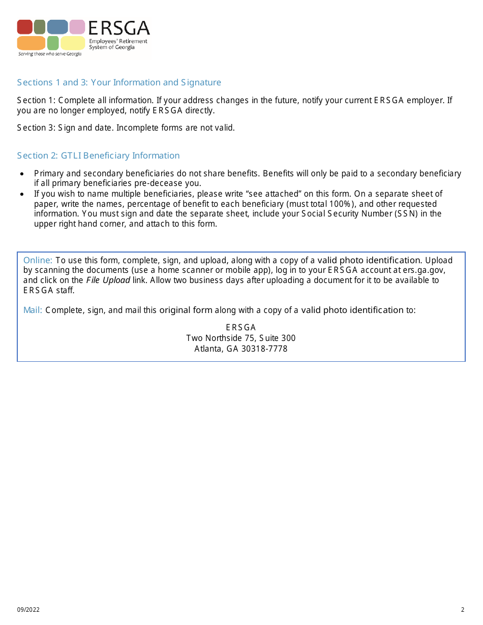Form I1-ALL Group Term Life Insurance (Gtli) Change of Beneficiary Form - Georgia (United States), Page 2