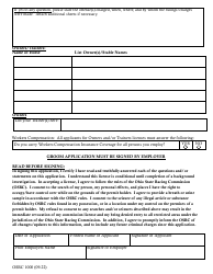 Form OSRC1000 Ohio State Racing Commission Harness License Application - Ohio, Page 2