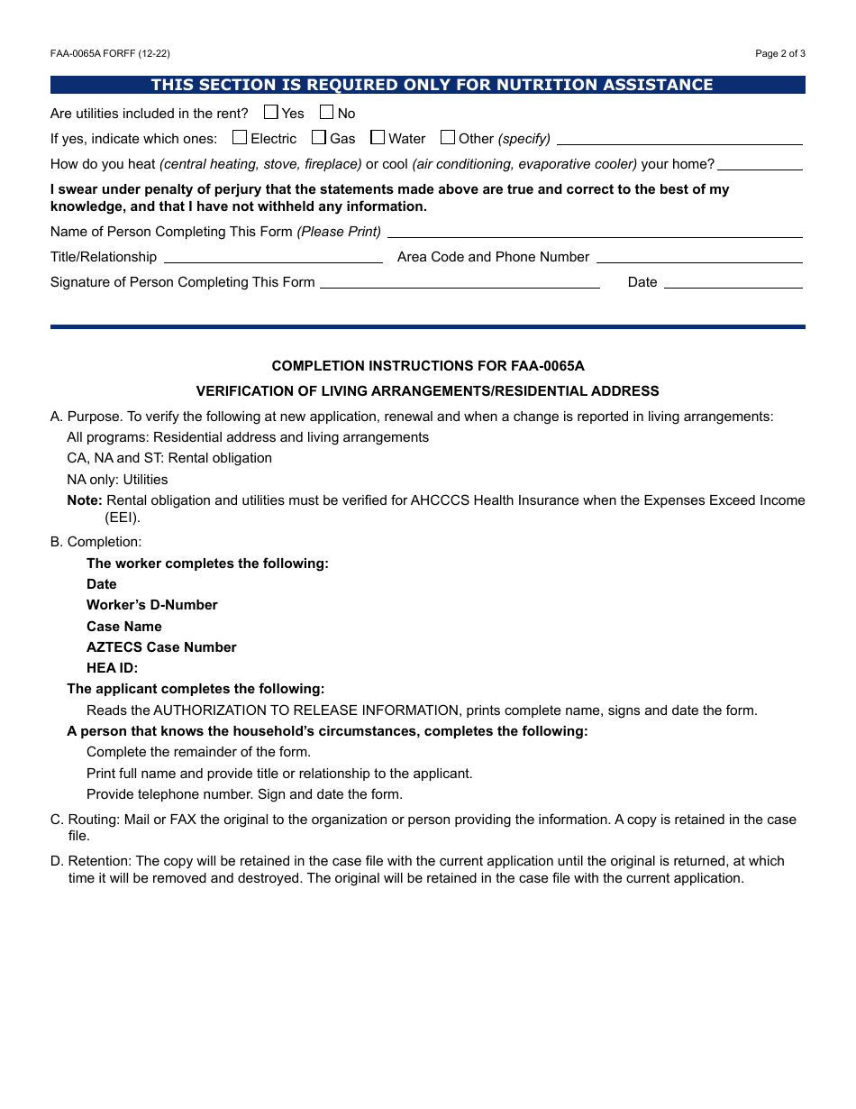 Form FAA0065A Download Fillable PDF or Fill Online Verification of