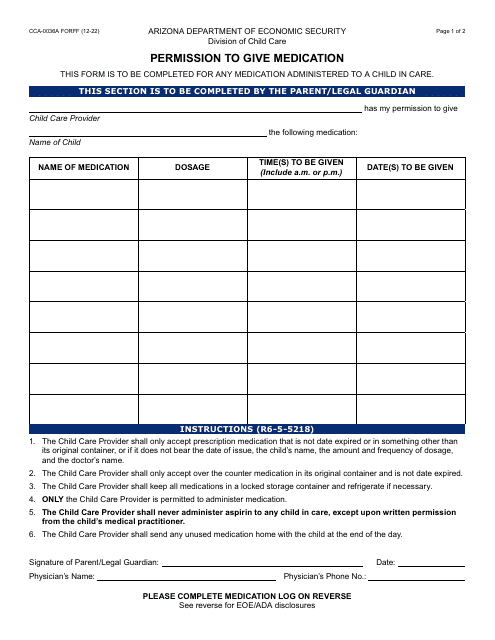 Form CCA-0036A  Printable Pdf