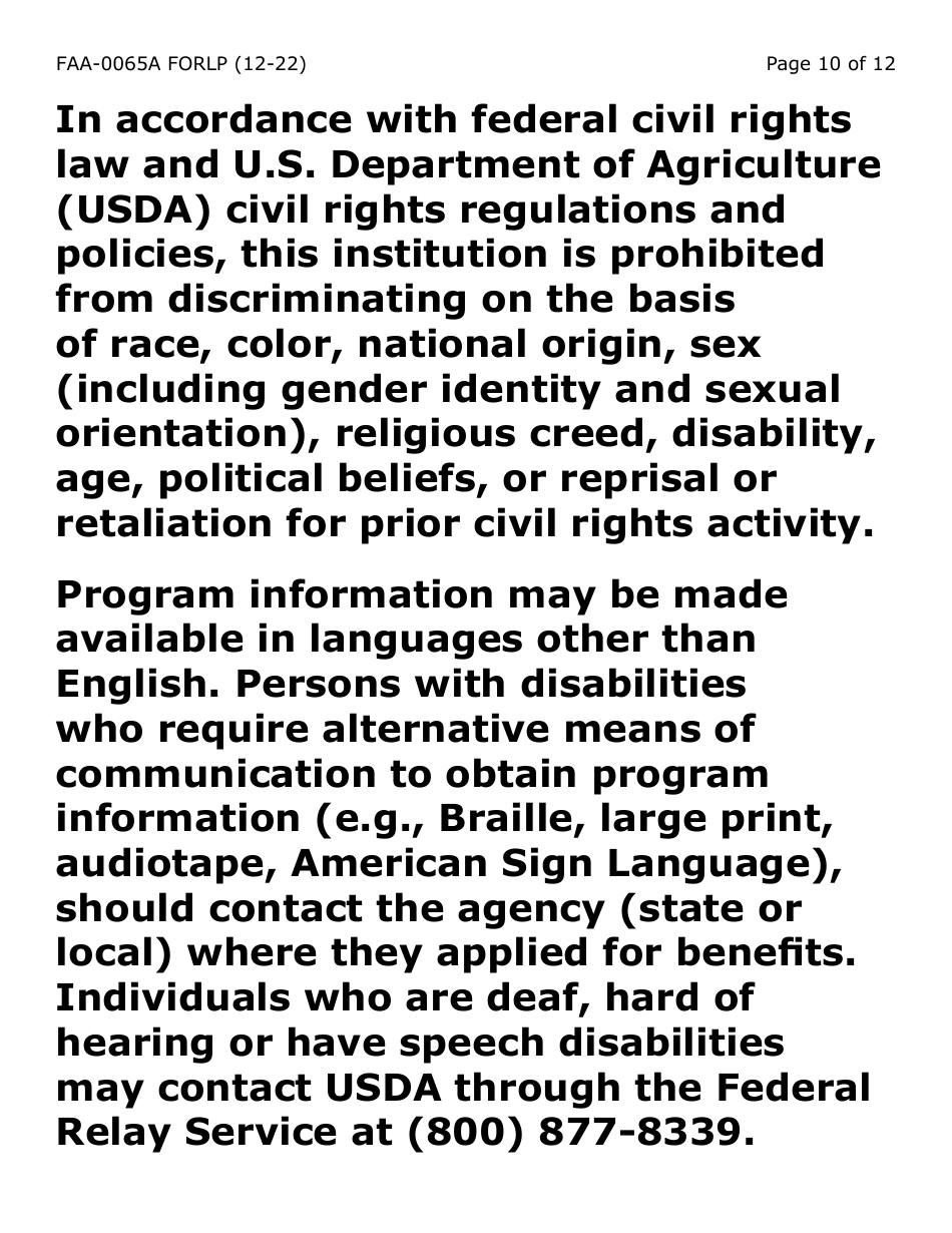 Form FAA-0065A-LP Verification of Living Arrangements / Residential Address (Large Print) - Arizona, Page 10
