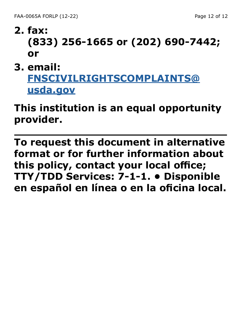 Form FAA-0065A-LP Verification of Living Arrangements / Residential Address (Large Print) - Arizona, Page 12