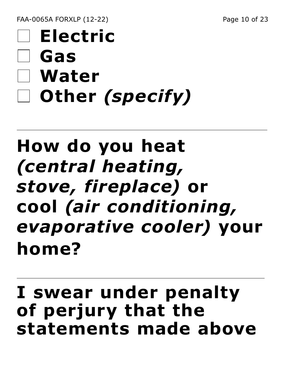 Form FAA-0065A-XLP Verification of Living Arrangements / Residential Address (Extra Large Print) - Arizona, Page 10