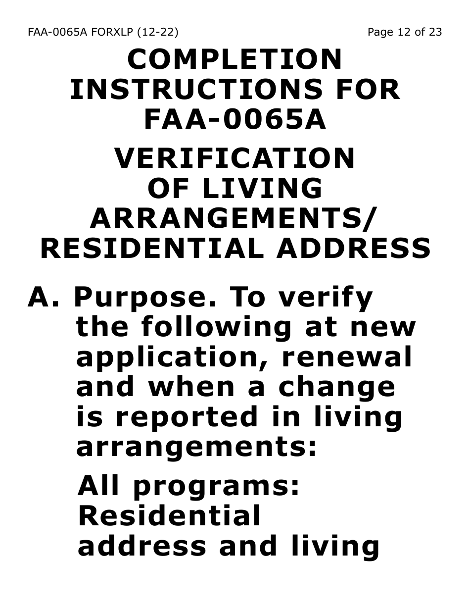 Form FAA-0065A-XLP Verification of Living Arrangements / Residential Address (Extra Large Print) - Arizona, Page 12