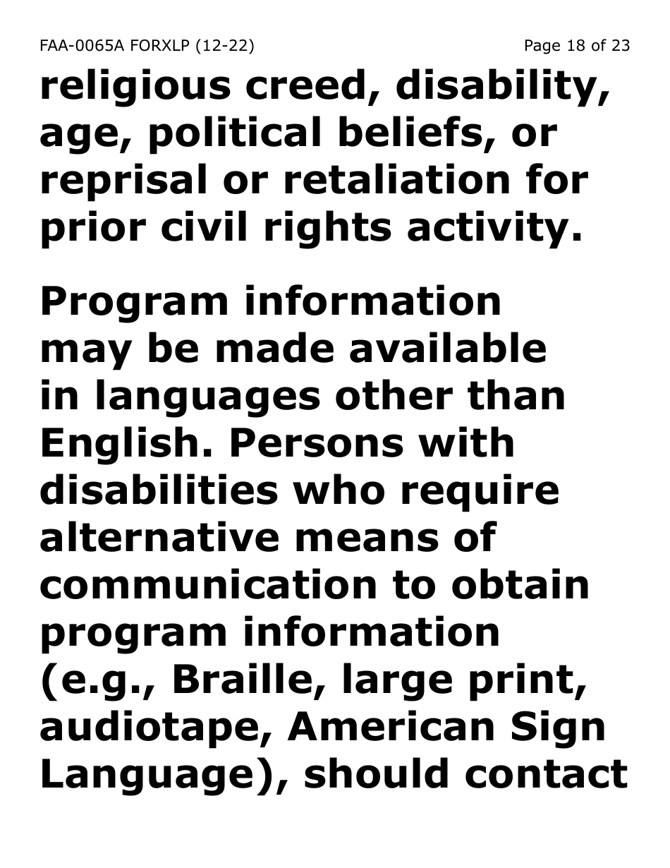 Form FAA-0065A-XLP Verification of Living Arrangements / Residential Address (Extra Large Print) - Arizona, Page 18