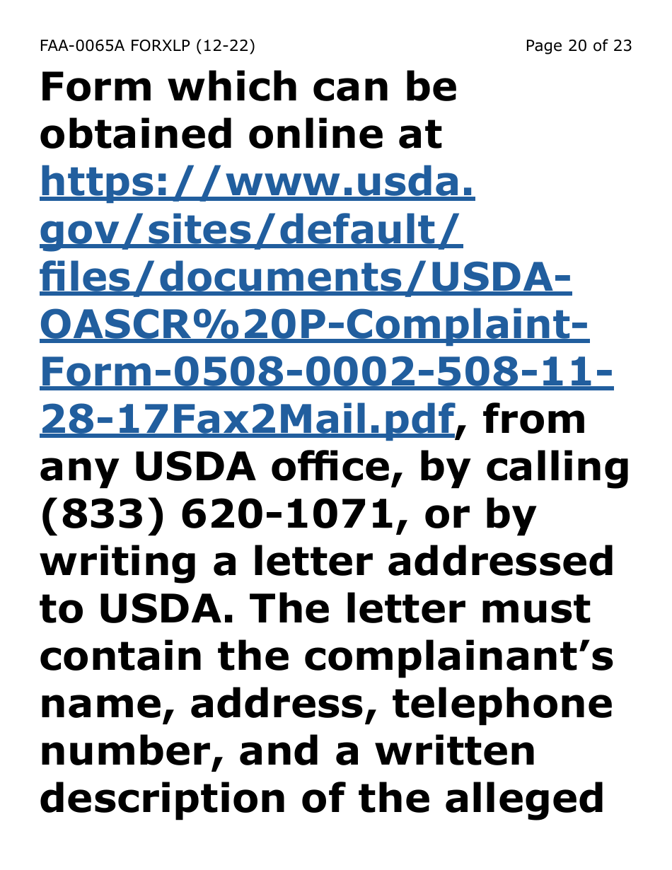 Form FAA-0065A-XLP Verification of Living Arrangements / Residential Address (Extra Large Print) - Arizona, Page 20