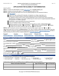 Document preview: Form DDD-0525A Application for Eligibility Determination - Arizona