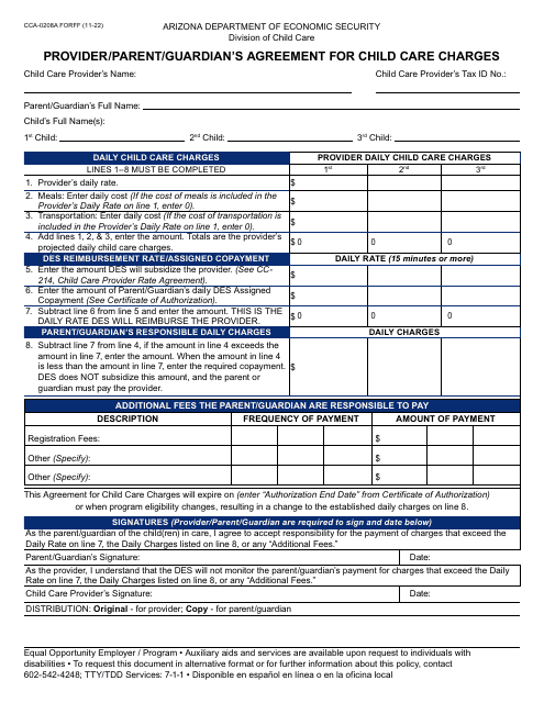 Form CCA-0208A  Printable Pdf