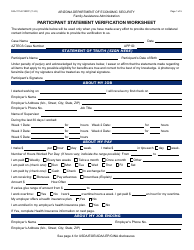 Form FAA-1111A Participant Statement Verification Worksheet - Arizona