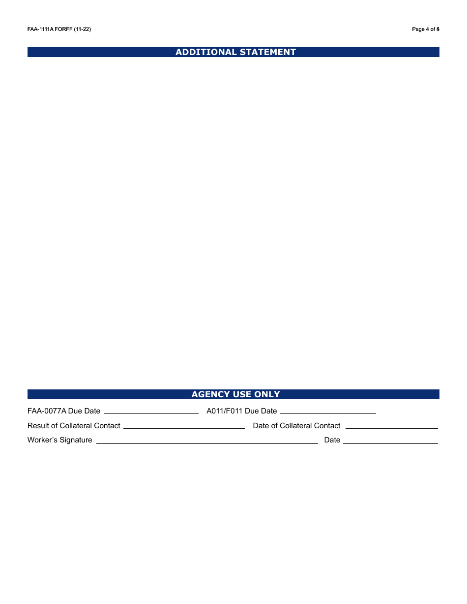 Form FAA-1111A Participant Statement Verification Worksheet - Arizona, Page 4