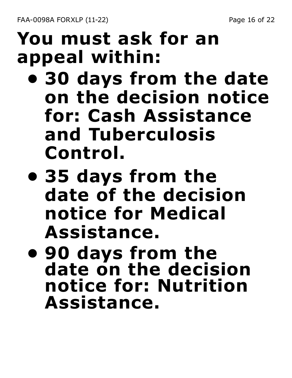 Form FAA-0098A-XLP Hearing Request (Extra Large Print) - Arizona, Page 16