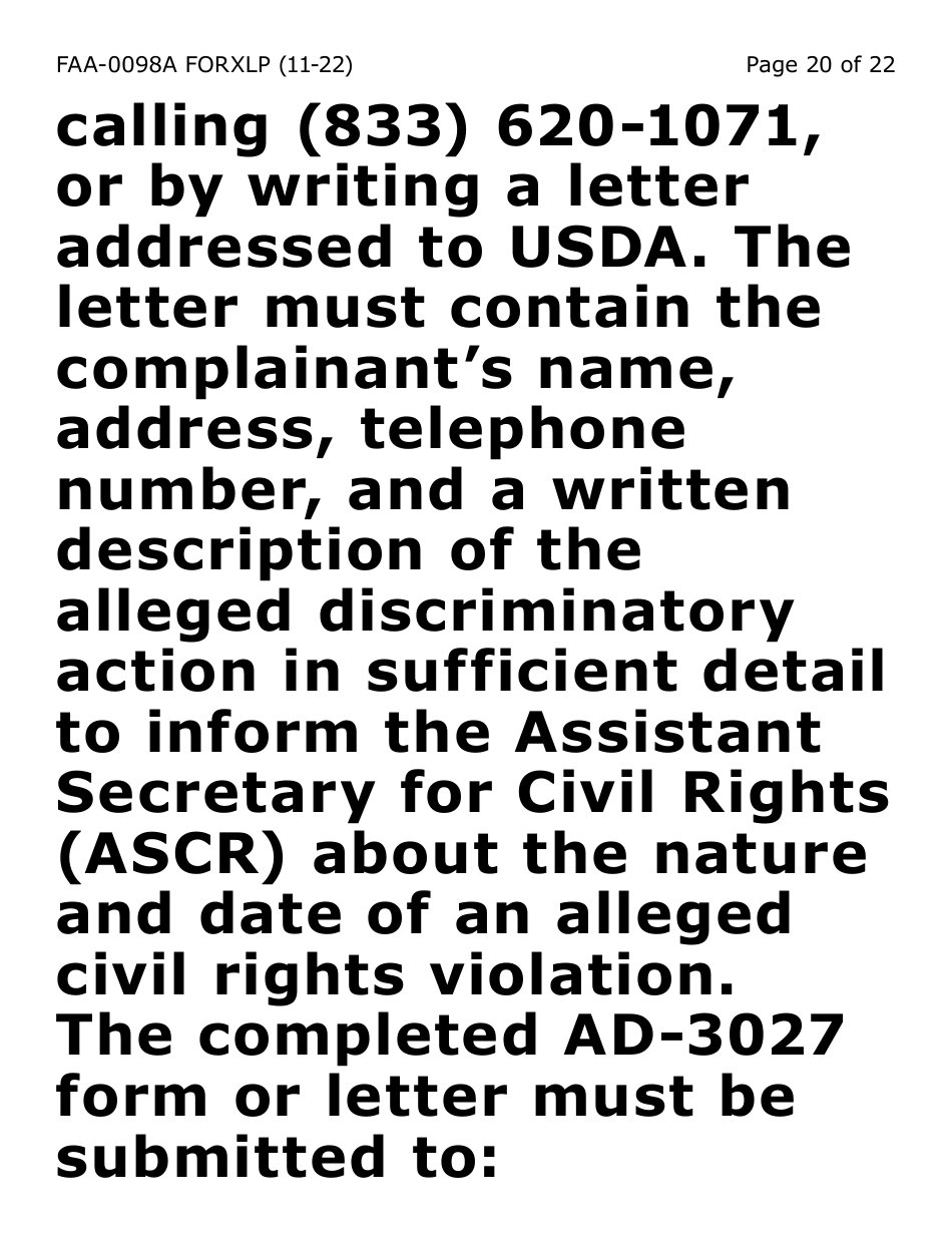 Form FAA-0098A-XLP Hearing Request (Extra Large Print) - Arizona, Page 20