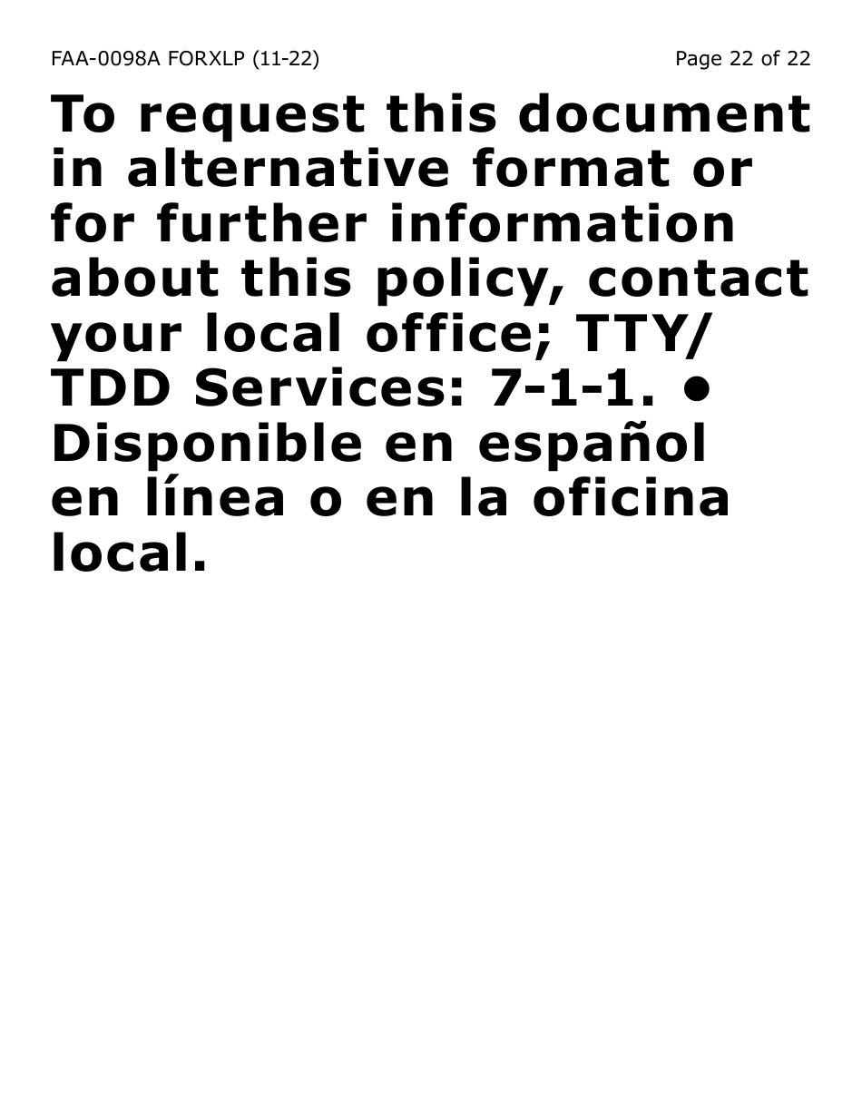 Form FAA-0098A-XLP Hearing Request (Extra Large Print) - Arizona, Page 22