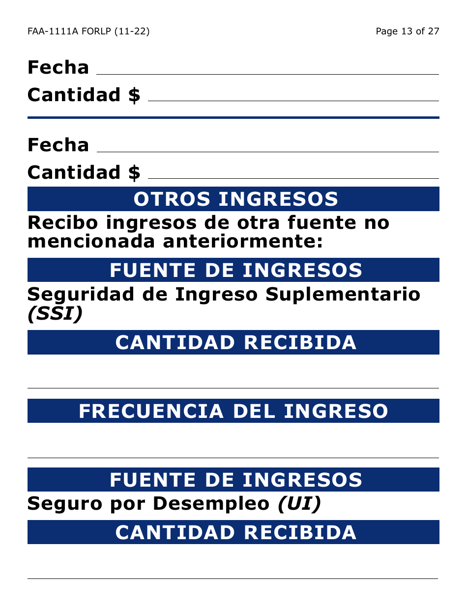 Formulario FAA-1111A-SLP Formulario Para Verificar La Declaracion Del Participante (Letra Grande) - Arizona (Spanish), Page 13