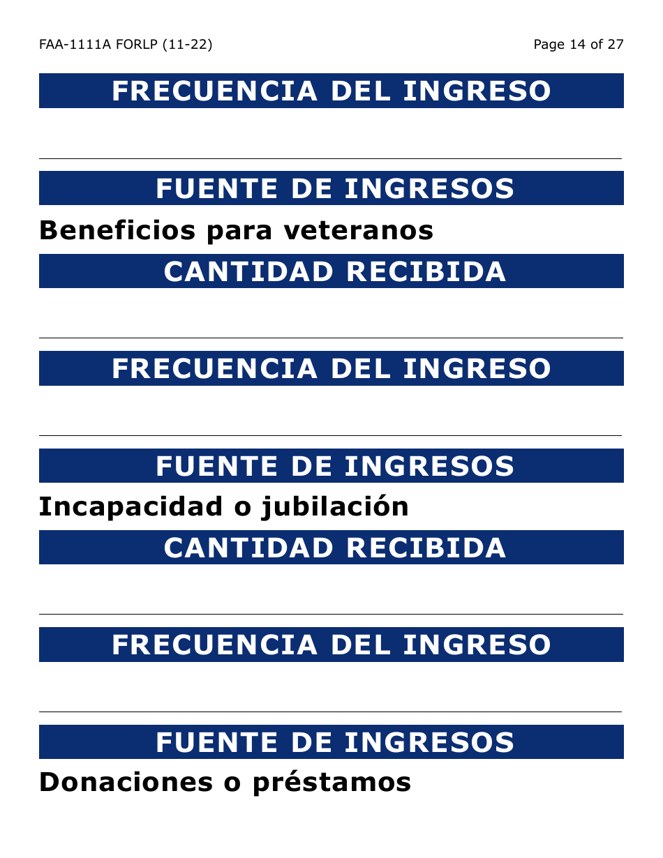 Formulario FAA-1111A-SLP Formulario Para Verificar La Declaracion Del Participante (Letra Grande) - Arizona (Spanish), Page 14