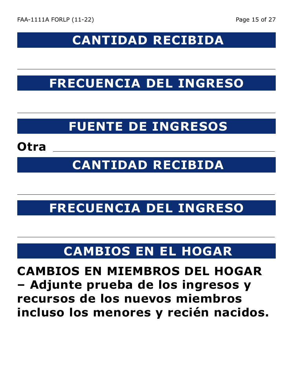 Formulario FAA-1111A-SLP Formulario Para Verificar La Declaracion Del Participante (Letra Grande) - Arizona (Spanish), Page 15