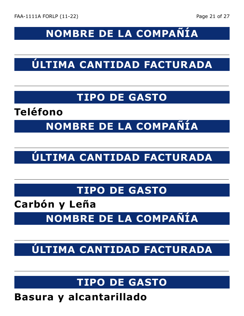 Formulario FAA-1111A-SLP Formulario Para Verificar La Declaracion Del Participante (Letra Grande) - Arizona (Spanish), Page 21