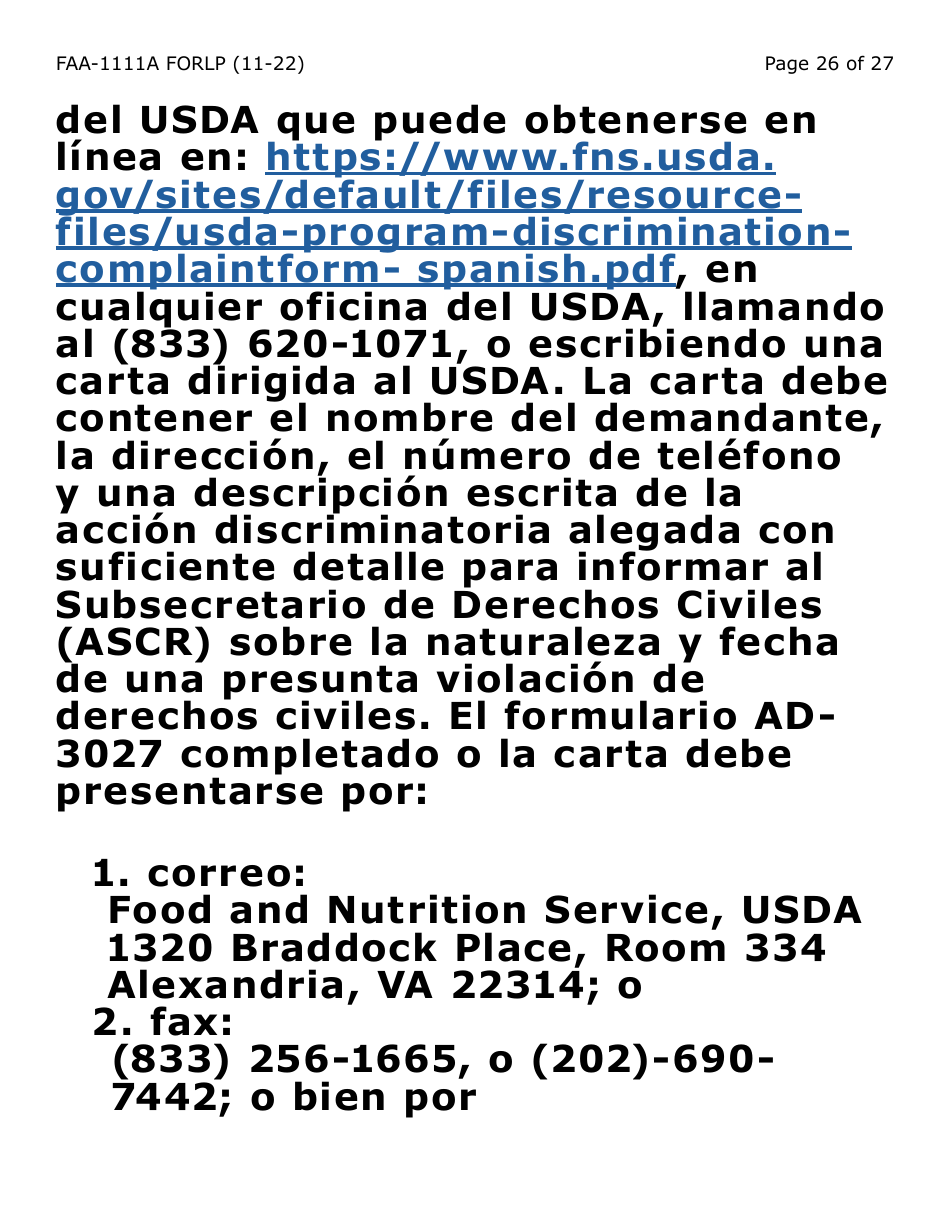 Formulario FAA-1111A-SLP Formulario Para Verificar La Declaracion Del Participante (Letra Grande) - Arizona (Spanish), Page 26