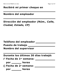 Formulario FAA-1111A-SLP Formulario Para Verificar La Declaracion Del Participante (Letra Grande) - Arizona (Spanish), Page 3