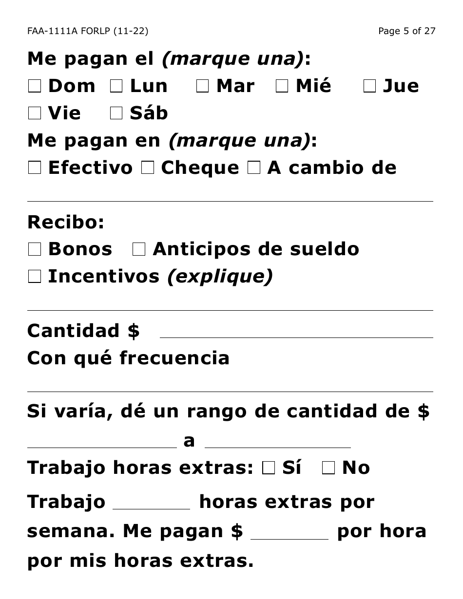 Formulario FAA-1111A-SLP Formulario Para Verificar La Declaracion Del Participante (Letra Grande) - Arizona (Spanish), Page 5
