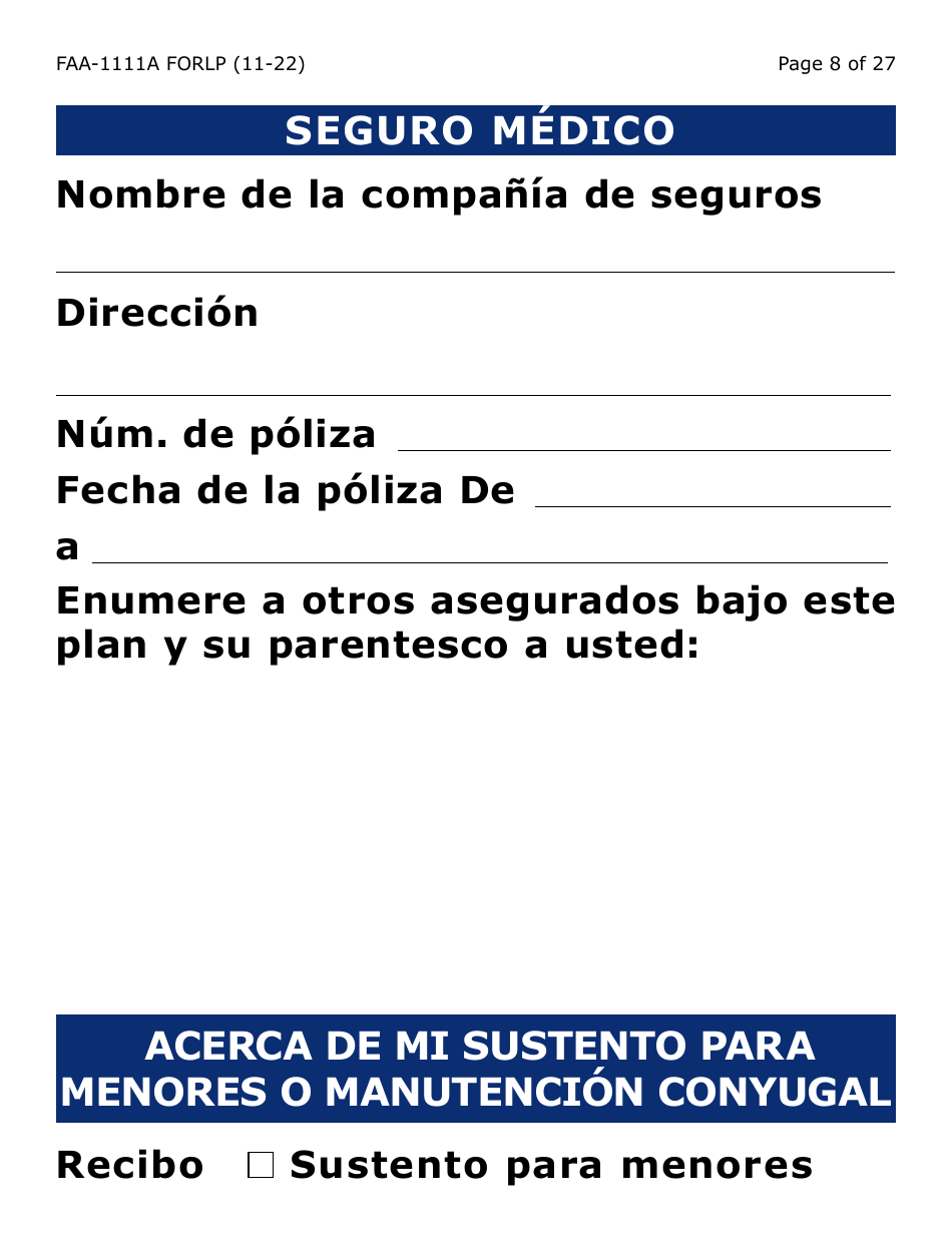 Formulario FAA-1111A-SLP Formulario Para Verificar La Declaracion Del Participante (Letra Grande) - Arizona (Spanish), Page 8