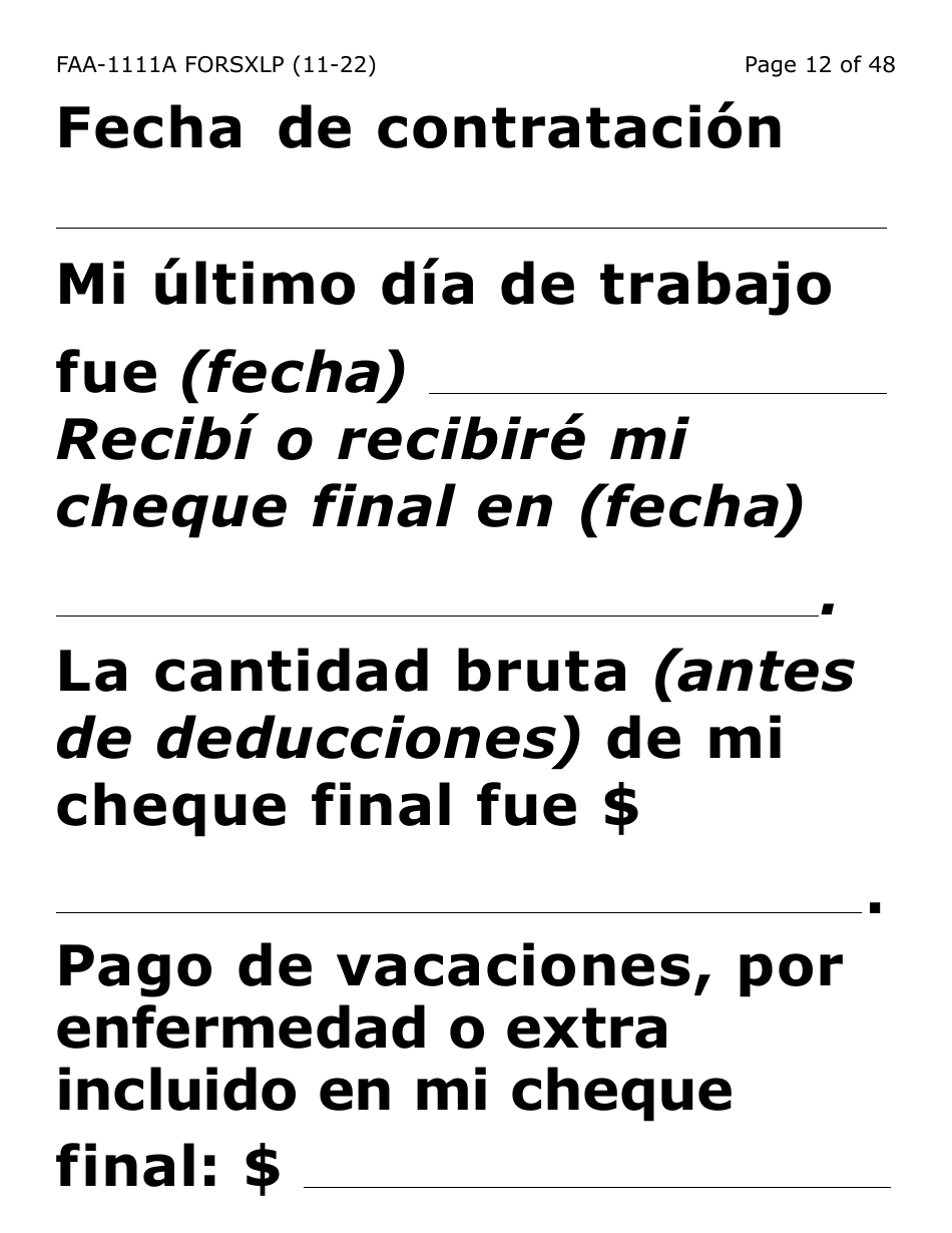 Formulario FAA-1111A-SXLP Formulario Para Verificar La Declaracion Del Participante (Letra Extra Grande) - Arizona (Spanish), Page 12