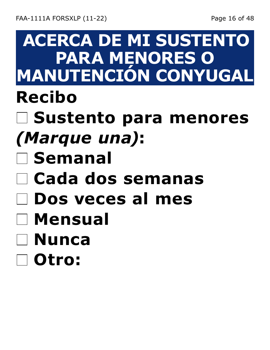 Formulario FAA-1111A-SXLP Formulario Para Verificar La Declaracion Del Participante (Letra Extra Grande) - Arizona (Spanish), Page 16