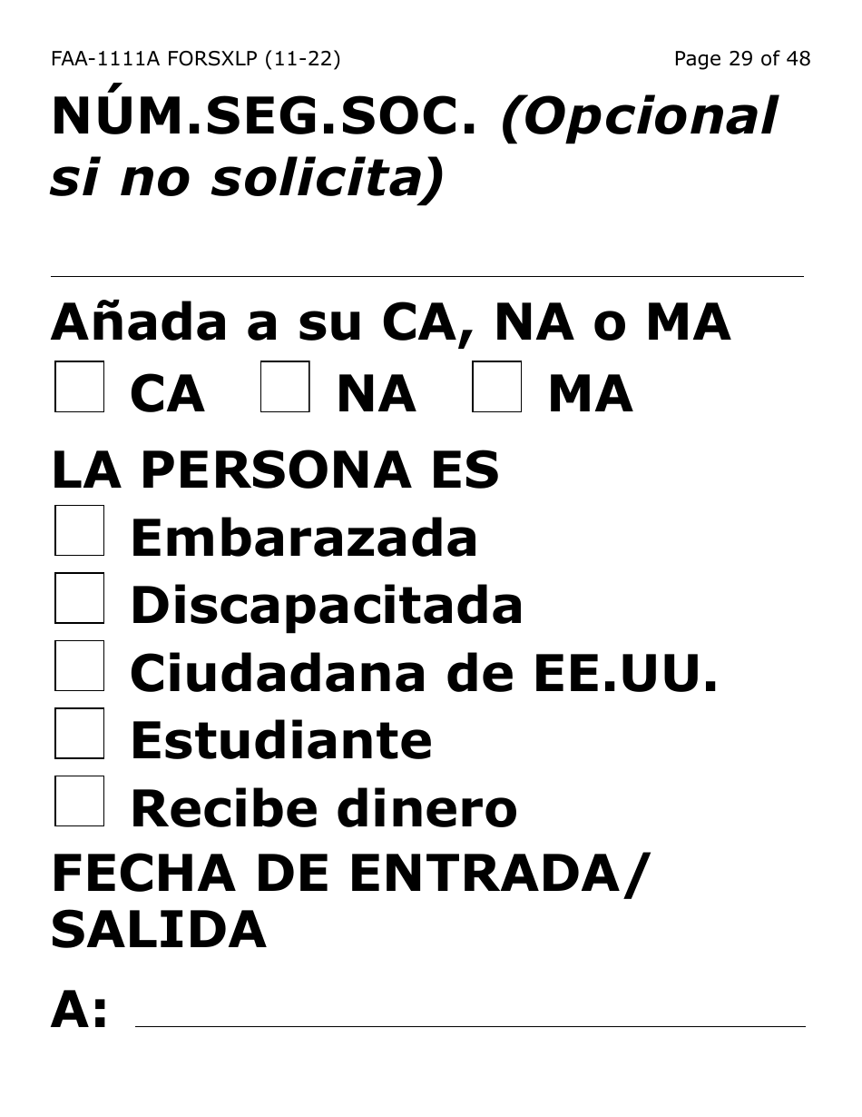 Formulario FAA-1111A-SXLP Formulario Para Verificar La Declaracion Del Participante (Letra Extra Grande) - Arizona (Spanish), Page 29