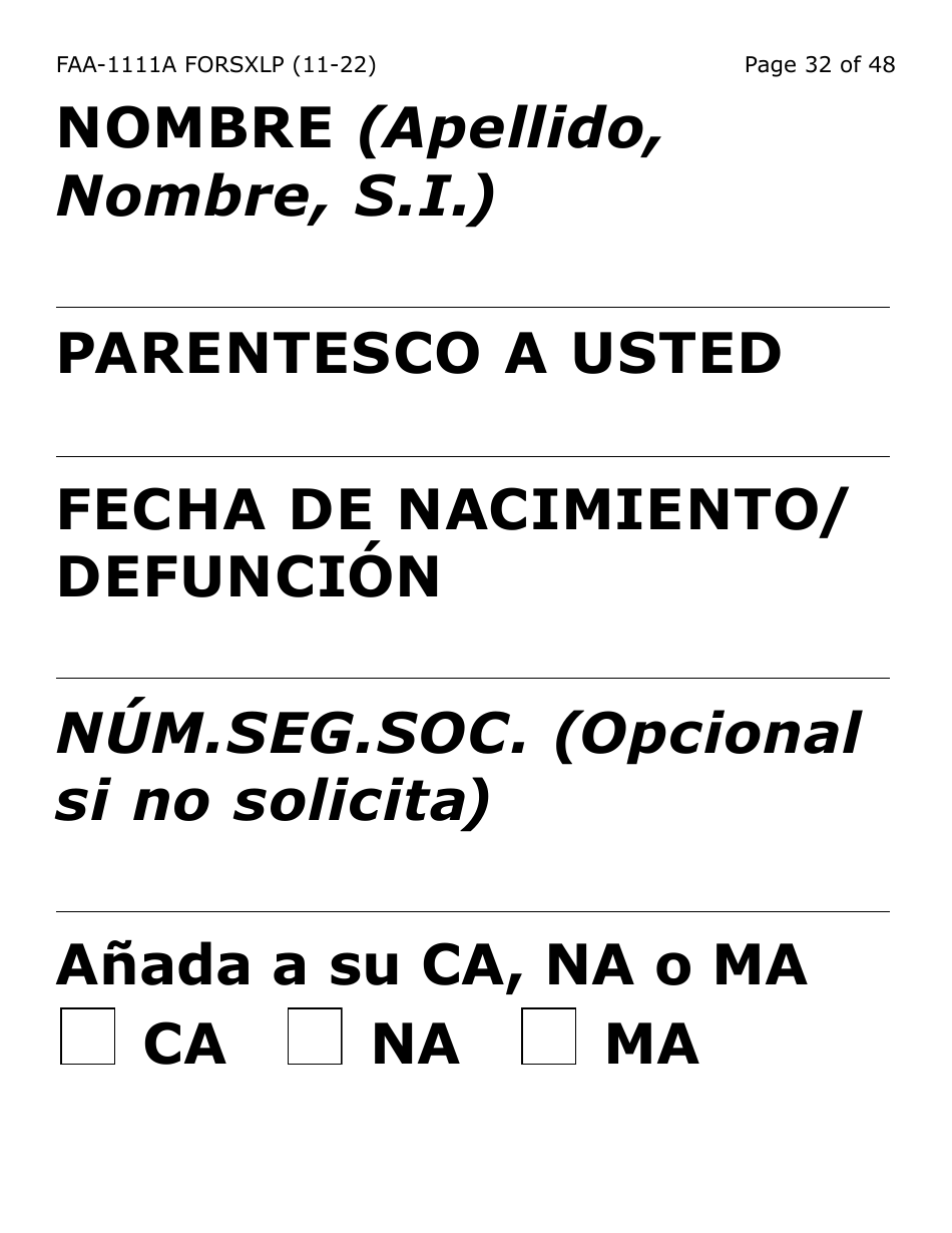 Formulario FAA-1111A-SXLP Formulario Para Verificar La Declaracion Del Participante (Letra Extra Grande) - Arizona (Spanish), Page 32