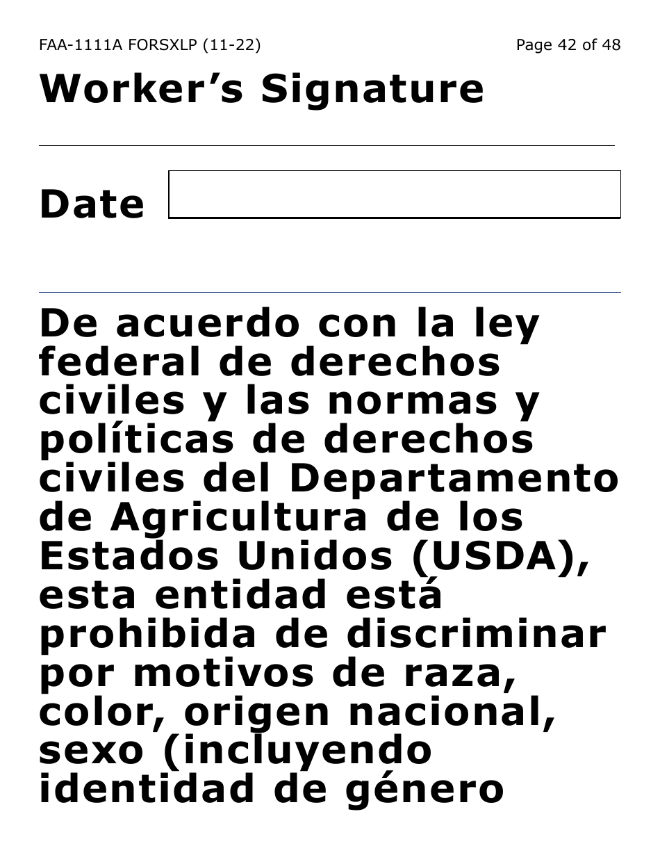 Formulario FAA-1111A-SXLP Formulario Para Verificar La Declaracion Del Participante (Letra Extra Grande) - Arizona (Spanish), Page 42