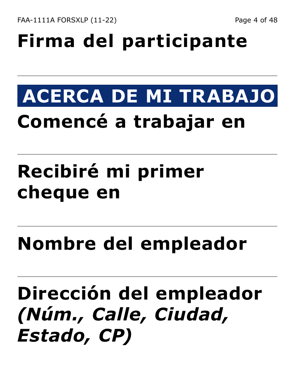 Formulario FAA-1111A-SXLP Formulario Para Verificar La Declaracion Del Participante (Letra Extra Grande) - Arizona (Spanish), Page 4