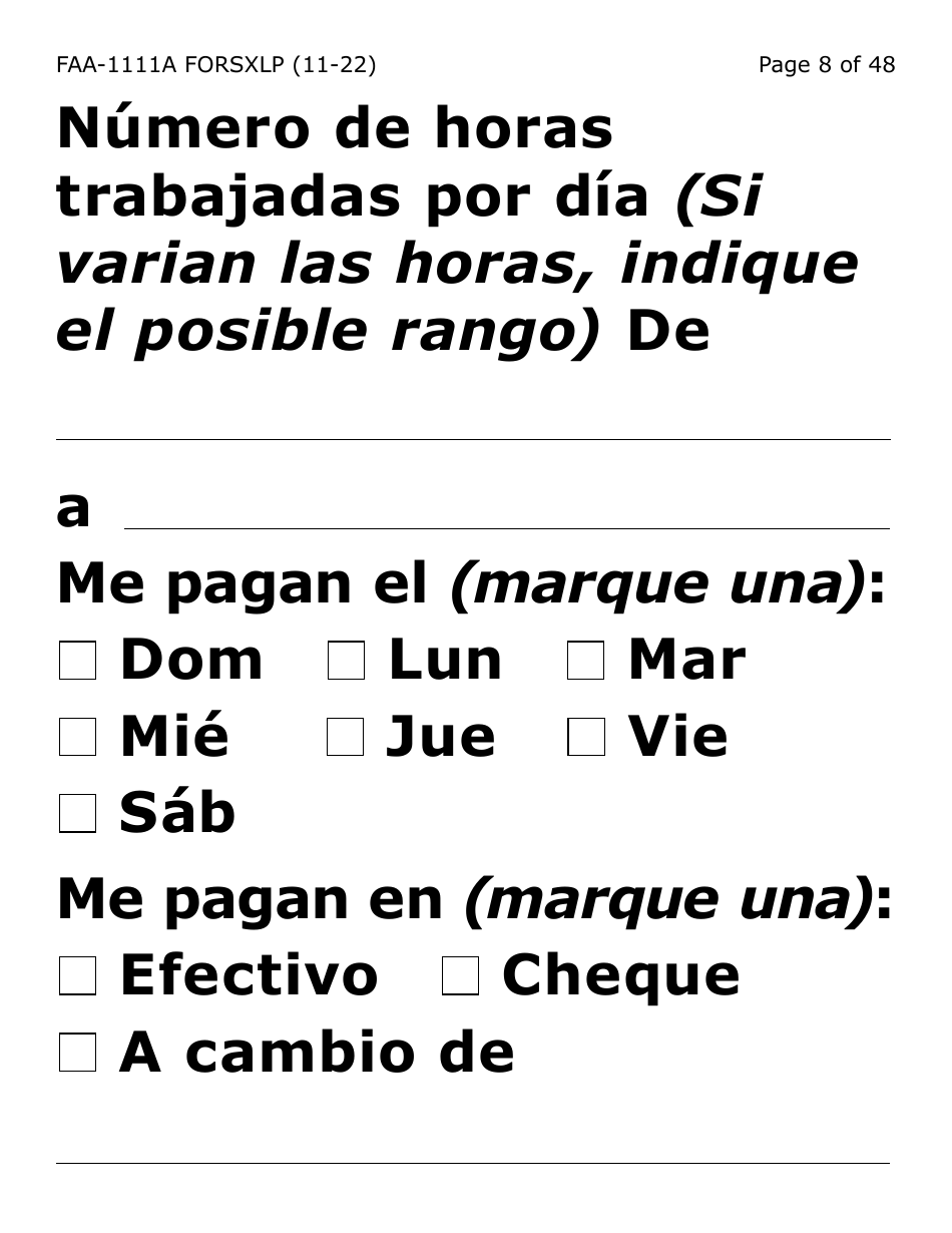 Formulario FAA-1111A-SXLP Formulario Para Verificar La Declaracion Del Participante (Letra Extra Grande) - Arizona (Spanish), Page 8