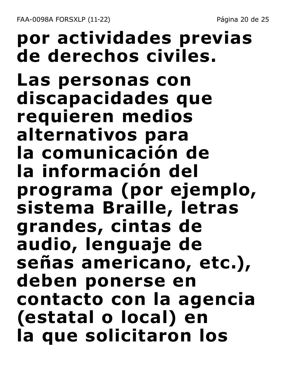 Formulario FAA-0098A-SXLP Solicitud De Apelacion (Letra Extra Grande) - Arizona (Spanish), Page 20