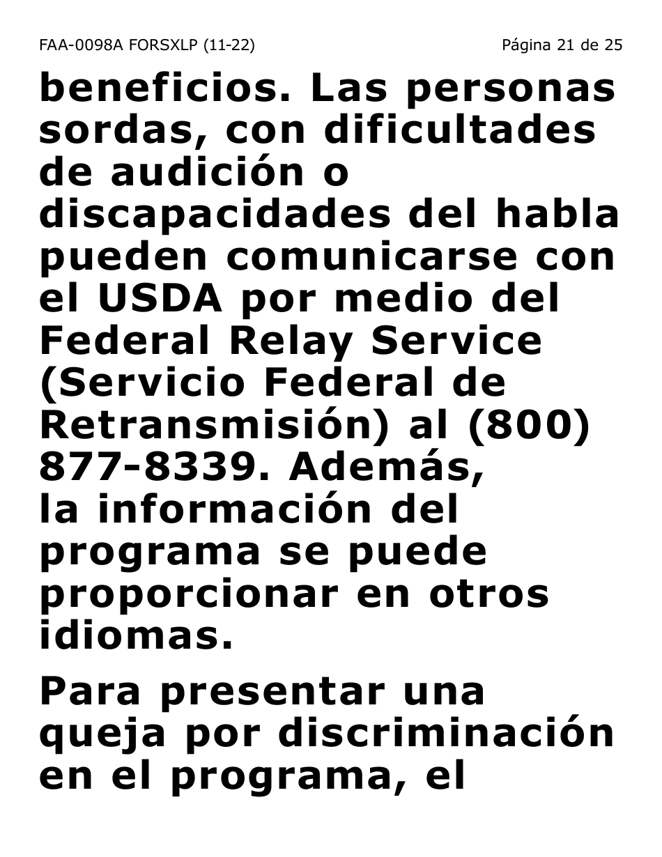 Formulario FAA-0098A-SXLP Solicitud De Apelacion (Letra Extra Grande) - Arizona (Spanish), Page 21
