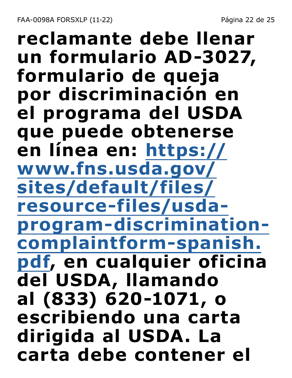 Formulario FAA-0098A-SXLP Solicitud De Apelacion (Letra Extra Grande) - Arizona (Spanish), Page 22