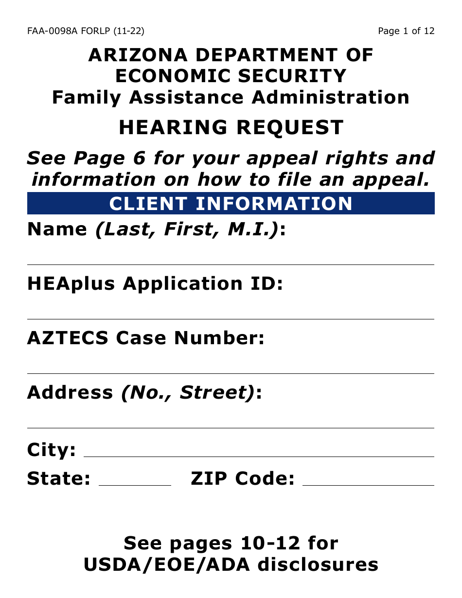 Form FAA-0098A-LP - Fill Out, Sign Online and Download Fillable PDF ...