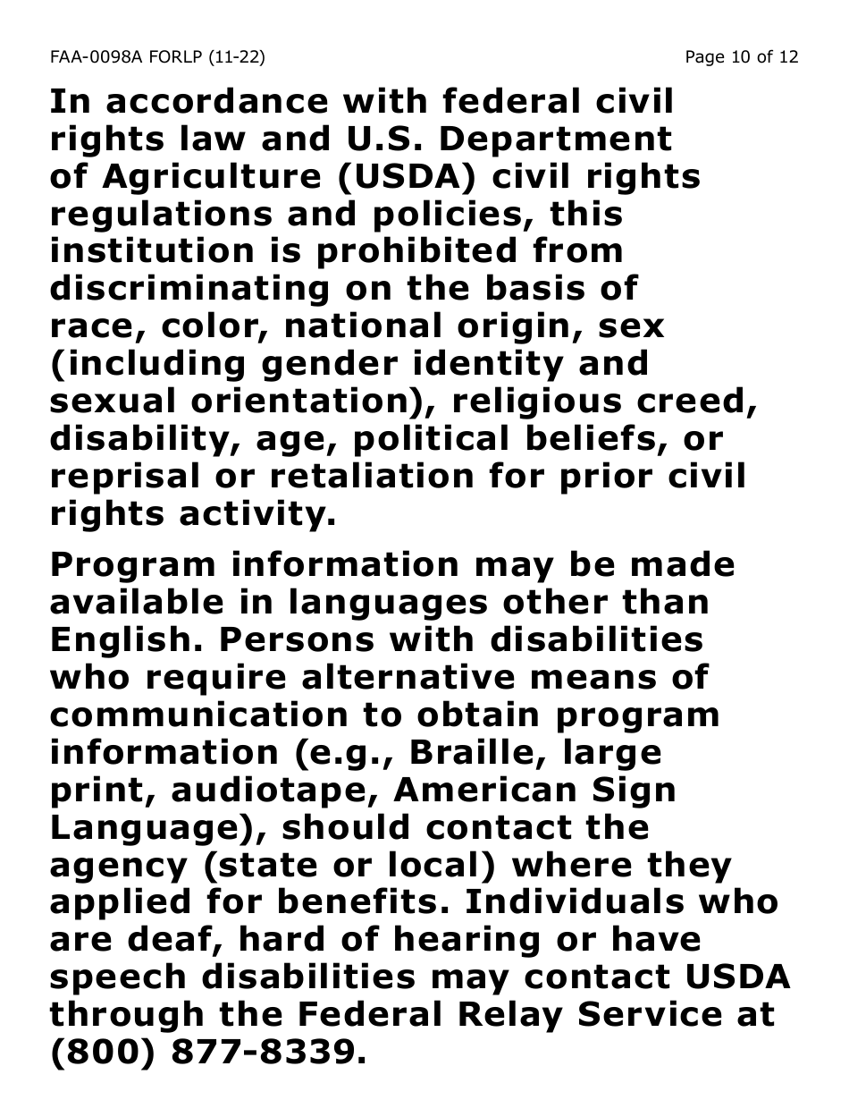 Form FAA-0098A-LP Hearing Request (Large Print) - Arizona, Page 10