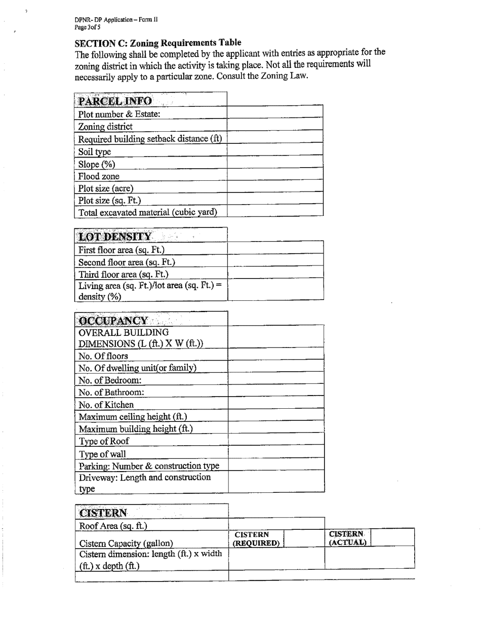 Form II Earth Change Permit Application - Single Lot - Virgin Islands, Page 3