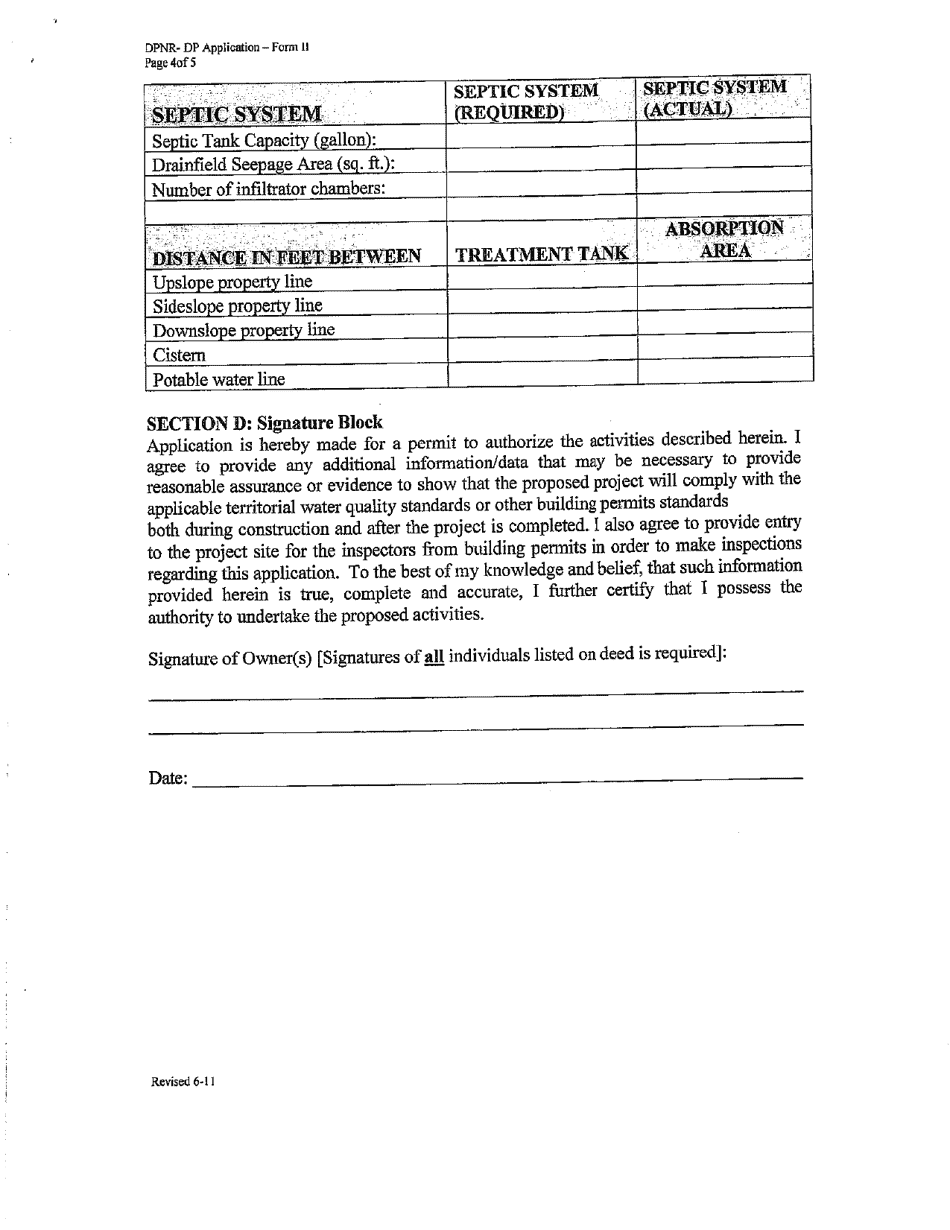 Form II Earth Change Permit Application - Single Lot - Virgin Islands, Page 4