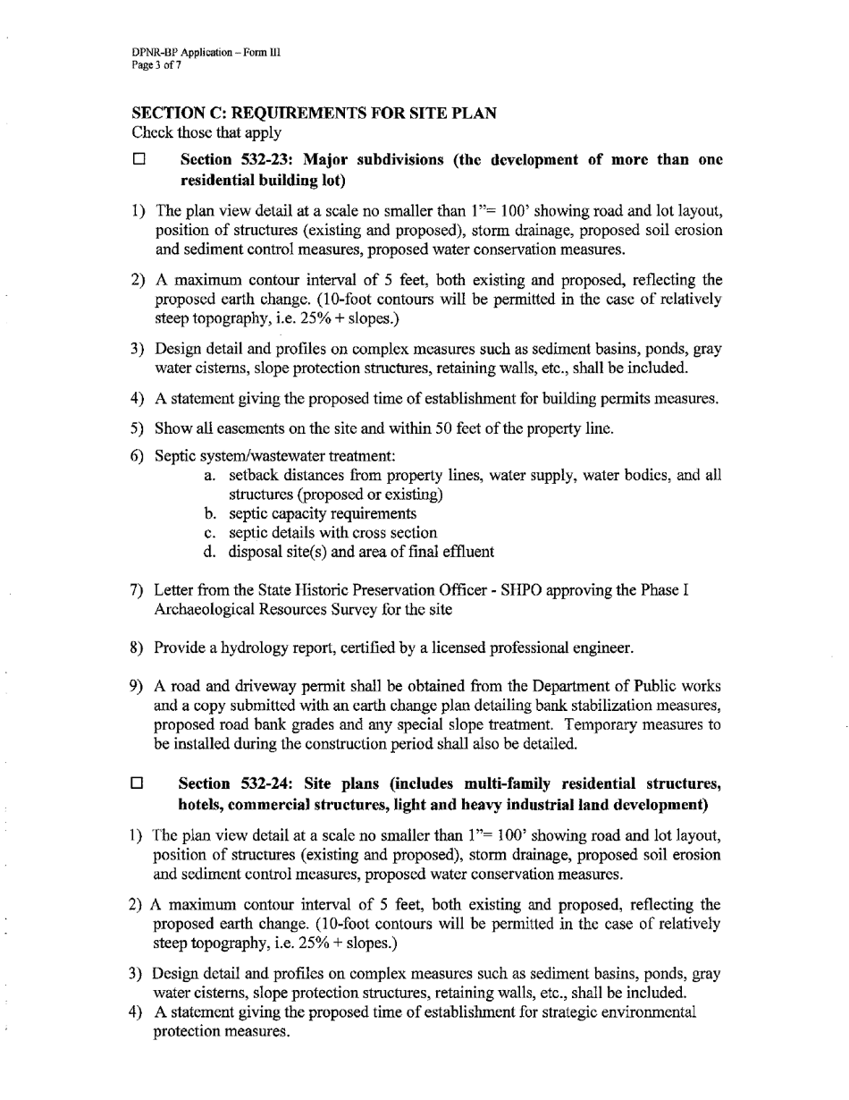 Form III Earth Change Permit Application - Major Development - Virgin Islands, Page 3