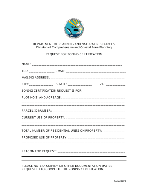 Request for Zoning Certification - Virgin Islands