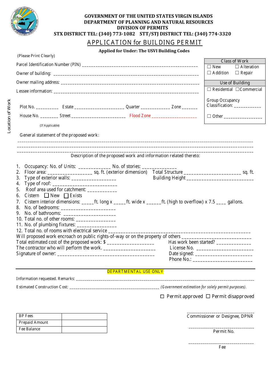 Virgin Islands Application for Building Permit Fill Out, Sign Online
