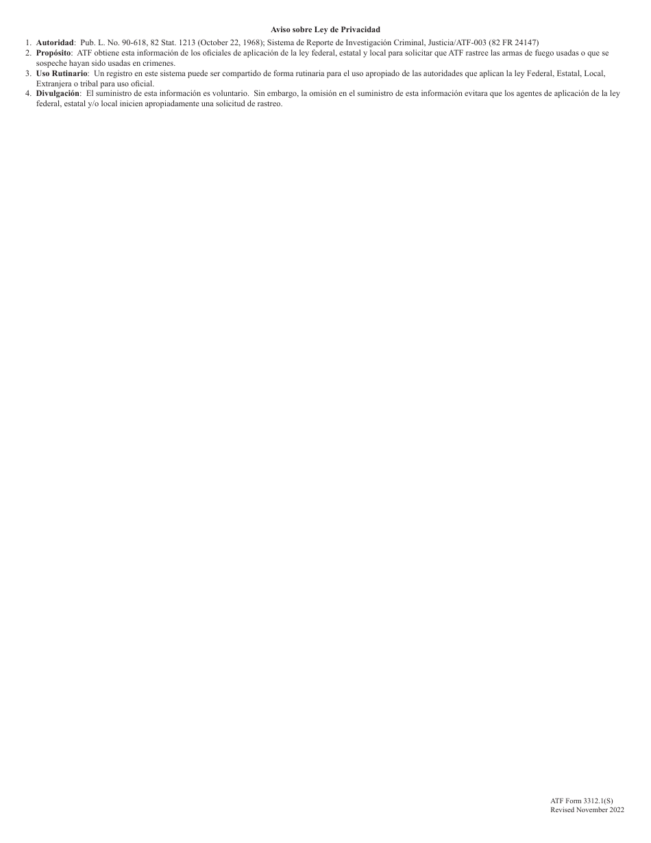 ATF Formulario 3312.1(S) Solicitud De Rastreo Del Centro Nacional De Rastreo (Ntc) (Spanish), Page 4