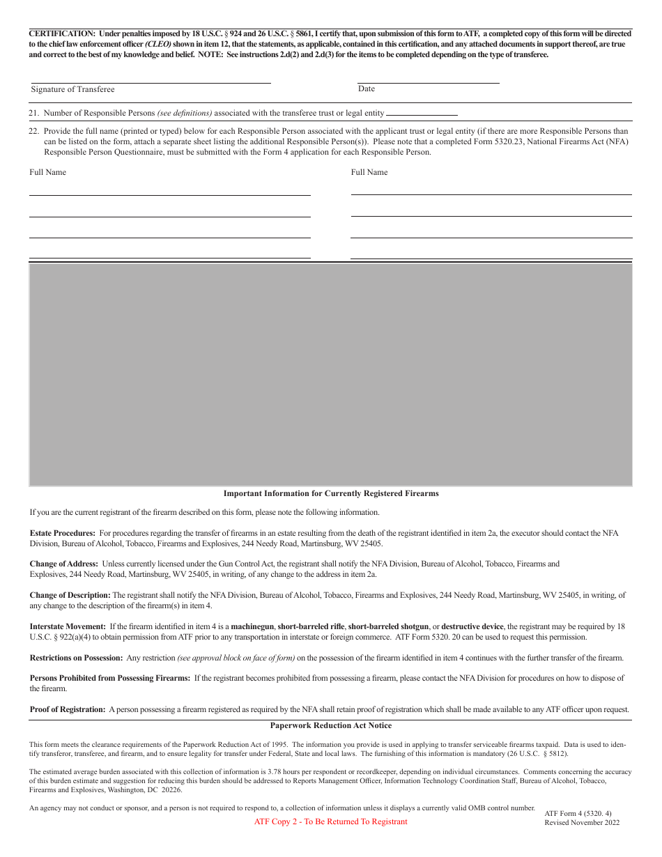 ATF Form 4 (5320.4) Application for Tax Paid Transfer and Registration of Firearm, Page 10